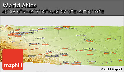 Physical Panoramic Map of the Area around 43° 53' 30" N, 43° 25' 29" E