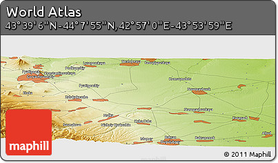 Physical Panoramic Map of the Area around 43° 53' 30" N, 43° 25' 29" E