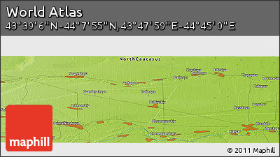 Physical Panoramic Map of the Area around 43° 53' 30" N, 44° 16' 29" E