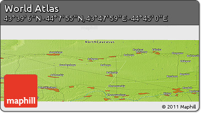 Physical Panoramic Map of the Area around 43° 53' 30" N, 44° 16' 29" E