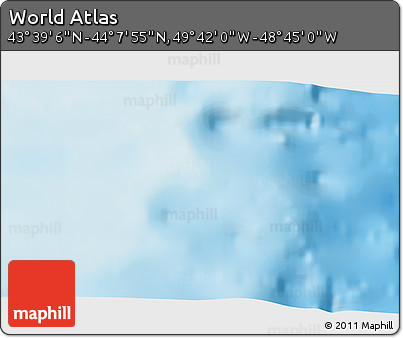 Shaded Relief 3D Map of the Area around 43° 53' 30" N, 49° 13' 30" W