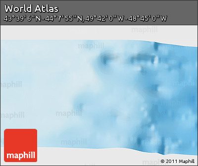 Shaded Relief 3D Map of the Area around 43° 53' 30" N, 49° 13' 30" W