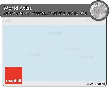 Physical 3D Map of the Area around 43° 53' 30" N, 50° 13' 30" E