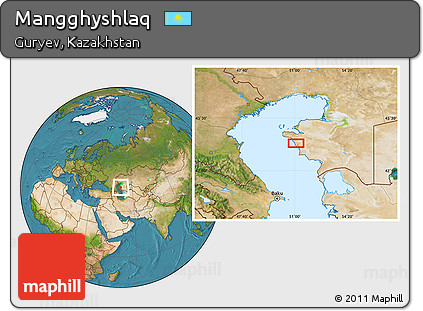 Satellite Location Map of Mangghyshlaq
