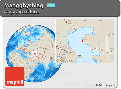 Shaded Relief Location Map of Mangghyshlaq