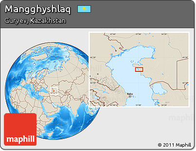 Shaded Relief Location Map of Mangghyshlaq