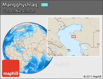 Shaded Relief Location Map of Mangghyshlaq