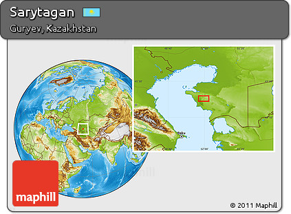 Physical Location Map of Sarytagan
