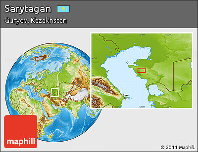 Physical Location Map of Sarytagan