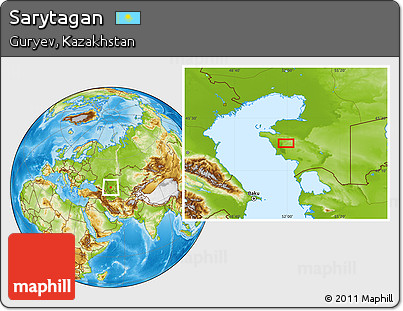 Physical Location Map of Sarytagan