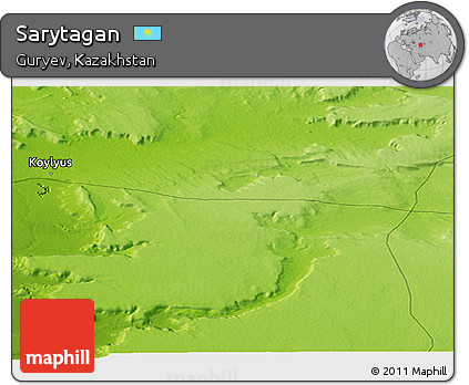Physical Panoramic Map of Sarytagan