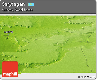 Physical Panoramic Map of Sarytagan