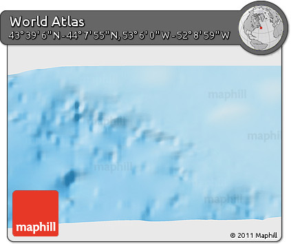 Shaded Relief 3D Map of the Area around 43° 53' 30" N, 52° 37' 30" W
