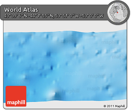 Shaded Relief 3D Map of the Area around 43° 53' 30" N, 53° 28' 30" W