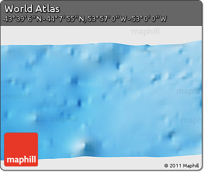 Shaded Relief 3D Map of the Area around 43° 53' 30" N, 53° 28' 30" W