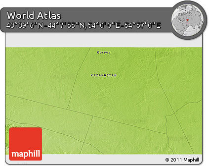 Physical 3D Map of the Area around 43° 53' 30" N, 54° 28' 30" E