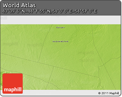 Physical 3D Map of the Area around 43° 53' 30" N, 54° 28' 30" E