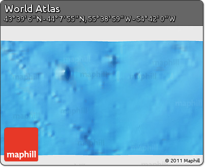 Shaded Relief 3D Map of the Area around 43° 53' 30" N, 55° 10' 29" W