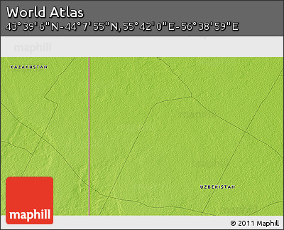 Physical 3D Map of the Area around 43° 53' 30" N, 56° 10' 29" E