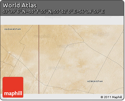 Satellite 3D Map of the Area around 43° 53' 30" N, 56° 10' 29" E