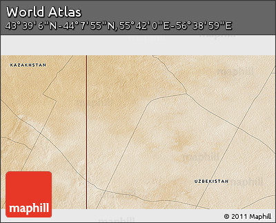 Satellite 3D Map of the Area around 43° 53' 30" N, 56° 10' 29" E