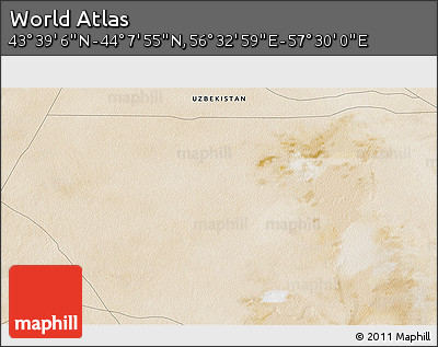 Satellite 3D Map of the Area around 43° 53' 30" N, 57° 1' 29" E