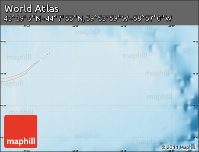 Shaded Relief Map of the Area around 43° 53' 30" N, 59° 25' 29" W