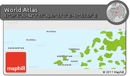 Physical Panoramic Map of the Area around 43° 53' 30" N, 60° 25' 29" E