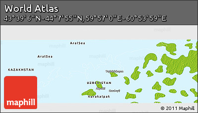 Physical Panoramic Map of the Area around 43° 53' 30" N, 60° 25' 29" E