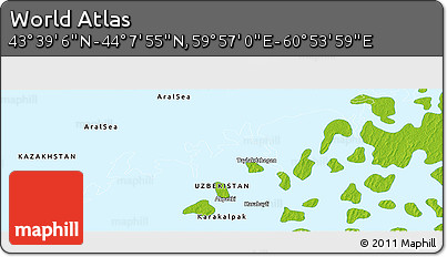 Physical Panoramic Map of the Area around 43° 53' 30" N, 60° 25' 29" E