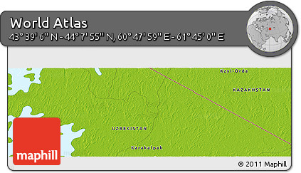 Physical Panoramic Map of the Area around 43° 53' 30" N, 61° 16' 29" E