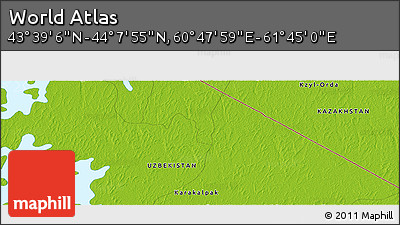 Physical Panoramic Map of the Area around 43° 53' 30" N, 61° 16' 29" E