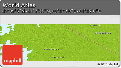 Physical Panoramic Map of the Area around 43° 53' 30" N, 61° 16' 29" E