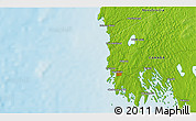 Physical 3D Map of the area around 43° 53' 30" N, 66° 13' 29" W