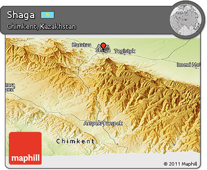 Physical Panoramic Map of Shaga