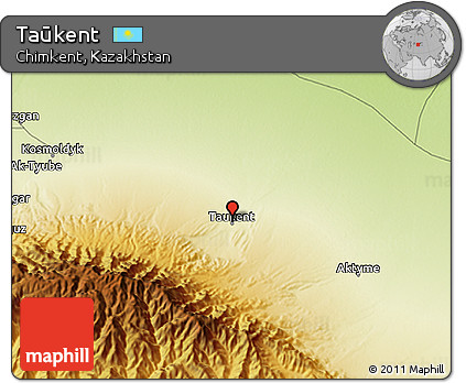 Physical 3D Map of Taūkent