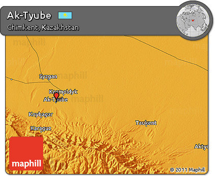 Political 3D Map of Ak-Tyube
