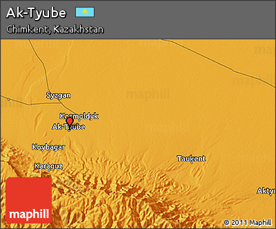 Political 3D Map of Ak-Tyube