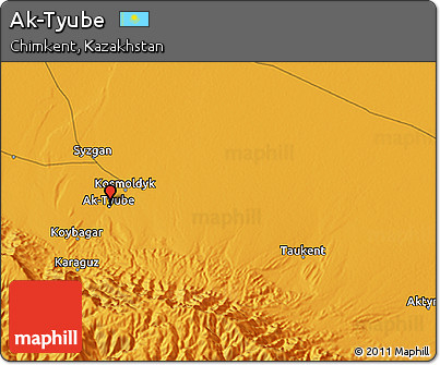 Political 3D Map of Ak-Tyube