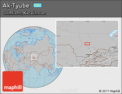 Gray Location Map of Ak-Tyube, hill shading