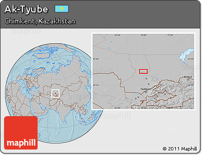 Gray Location Map of Ak-Tyube, hill shading