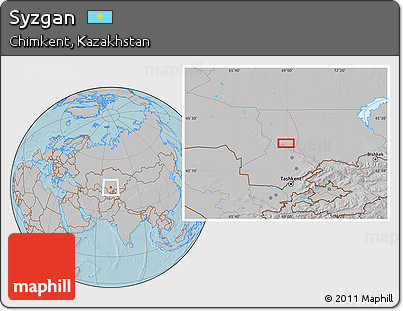 Gray Location Map of Syzgan, hill shading