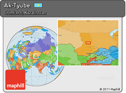 Political Location Map of Ak-Tyube