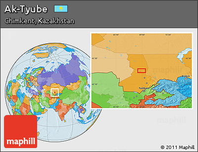 Political Location Map of Ak-Tyube