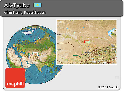 Satellite Location Map of Ak-Tyube