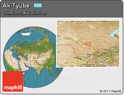 Satellite Location Map of Ak-Tyube