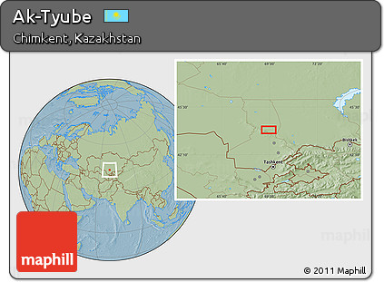 Savanna Style Location Map of Ak-Tyube, hill shading