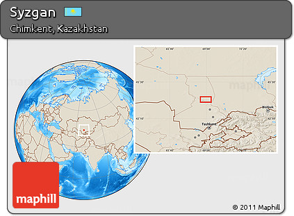 Shaded Relief Location Map of Syzgan