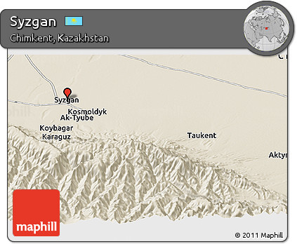 Shaded Relief Panoramic Map of Syzgan