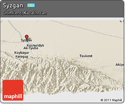 Shaded Relief Panoramic Map of Syzgan